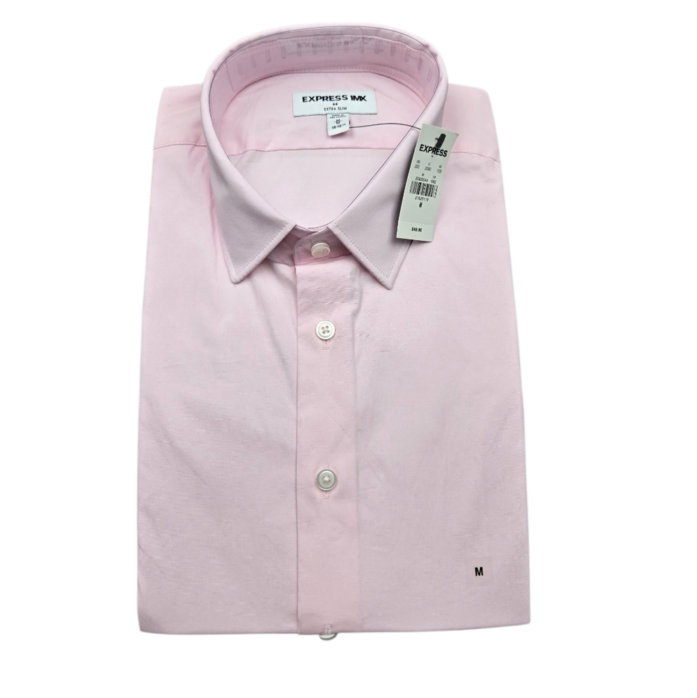Express Men's NWT Button Up Light Pink Extra Slim M 15-15.5 20300044